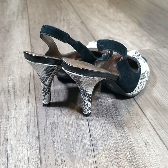 Moda Spana Suede and Snake Skin Print Heels Size 8.5M - Picture 3 of 7